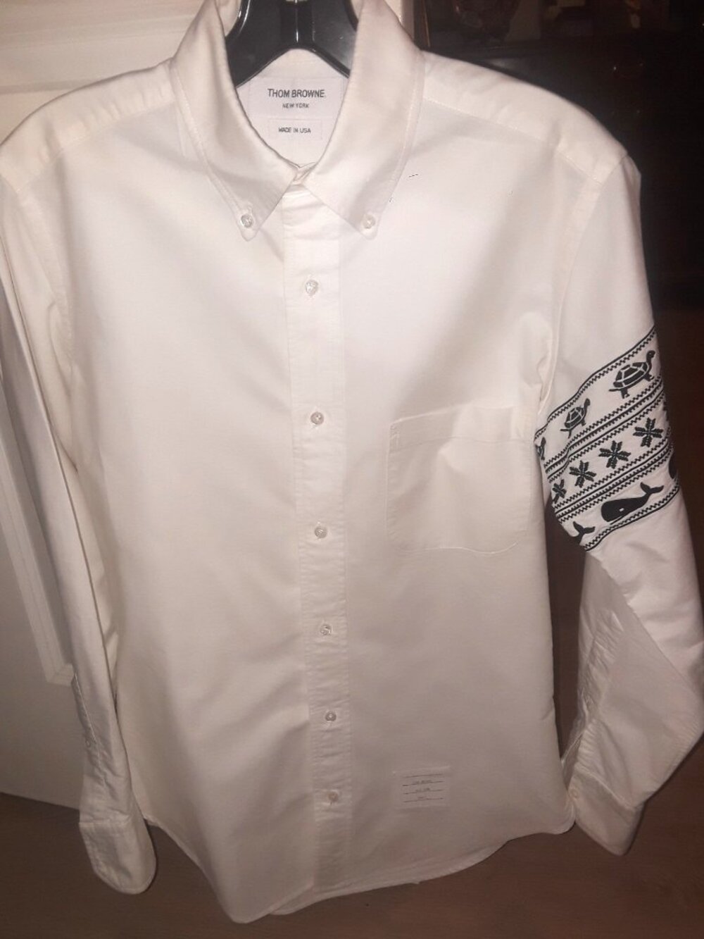 RARE Thom Browne oxford shirt with embroidery turtles flowers whales